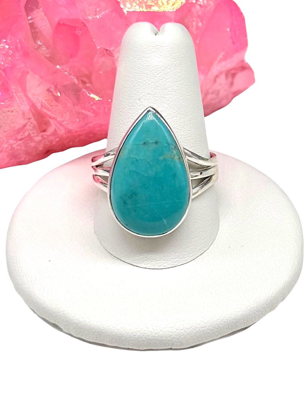 Aztec Mountain Turquoise Ring Size 10 Solid 925 Sterling Silver Teardrop Stone